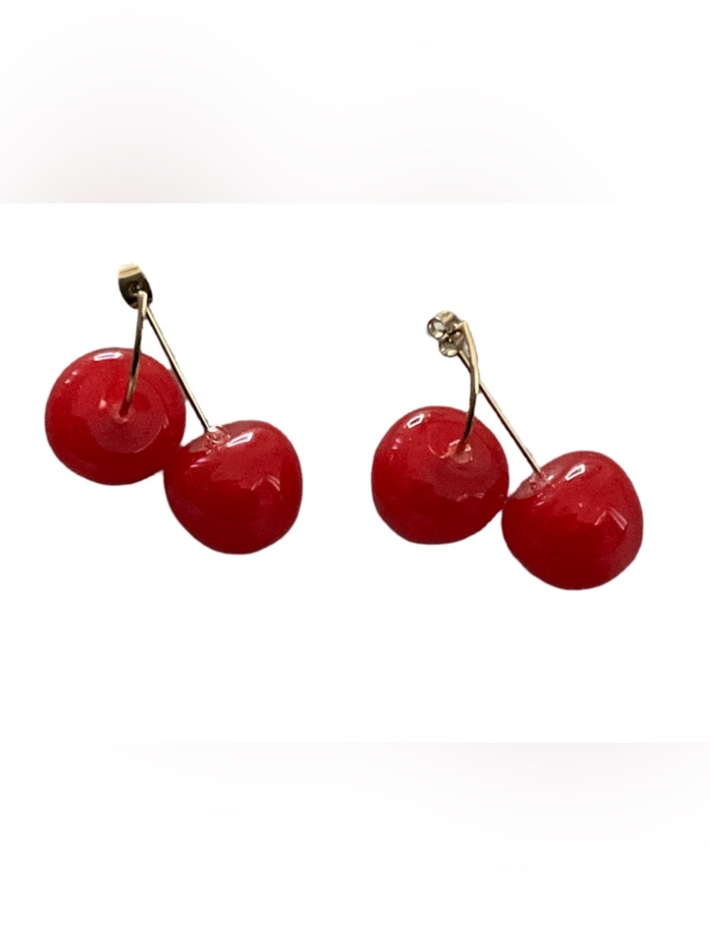 Red Cherry Drop Earrings Double Cherry Statement Dangle Earrings